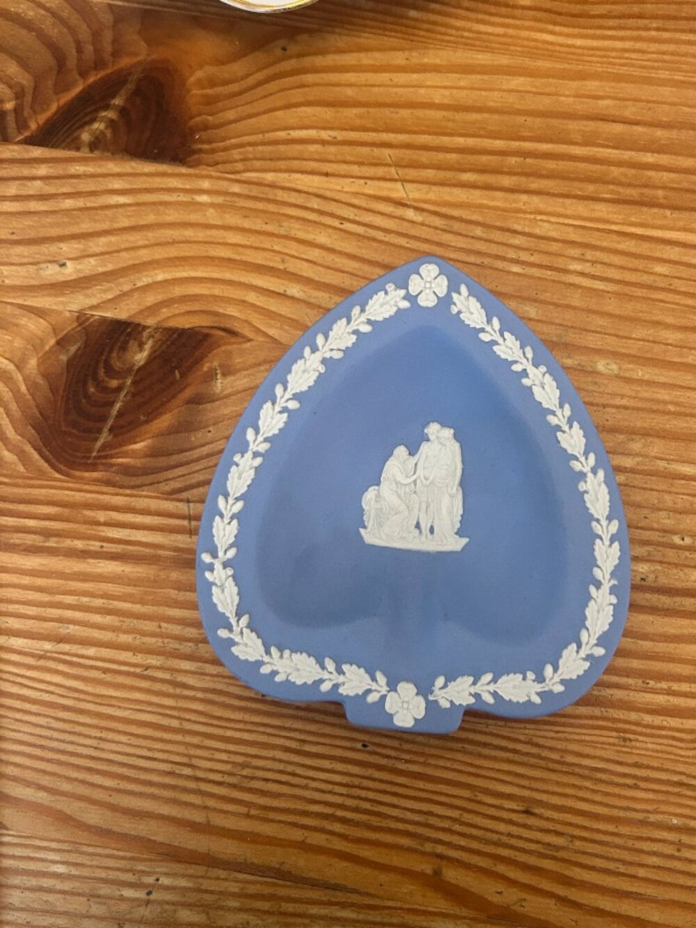 Vintage Wedgwood Blue White Jasperware The Three Graces Spade Trinket Dish Small
